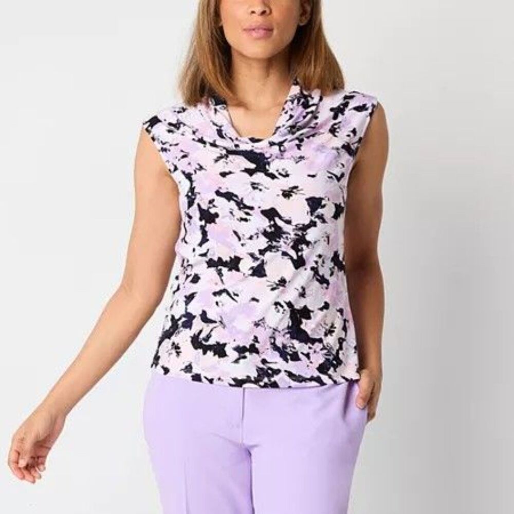 Cowl Neck Short Sleeve Blouse, LARGE, 5F-139T005